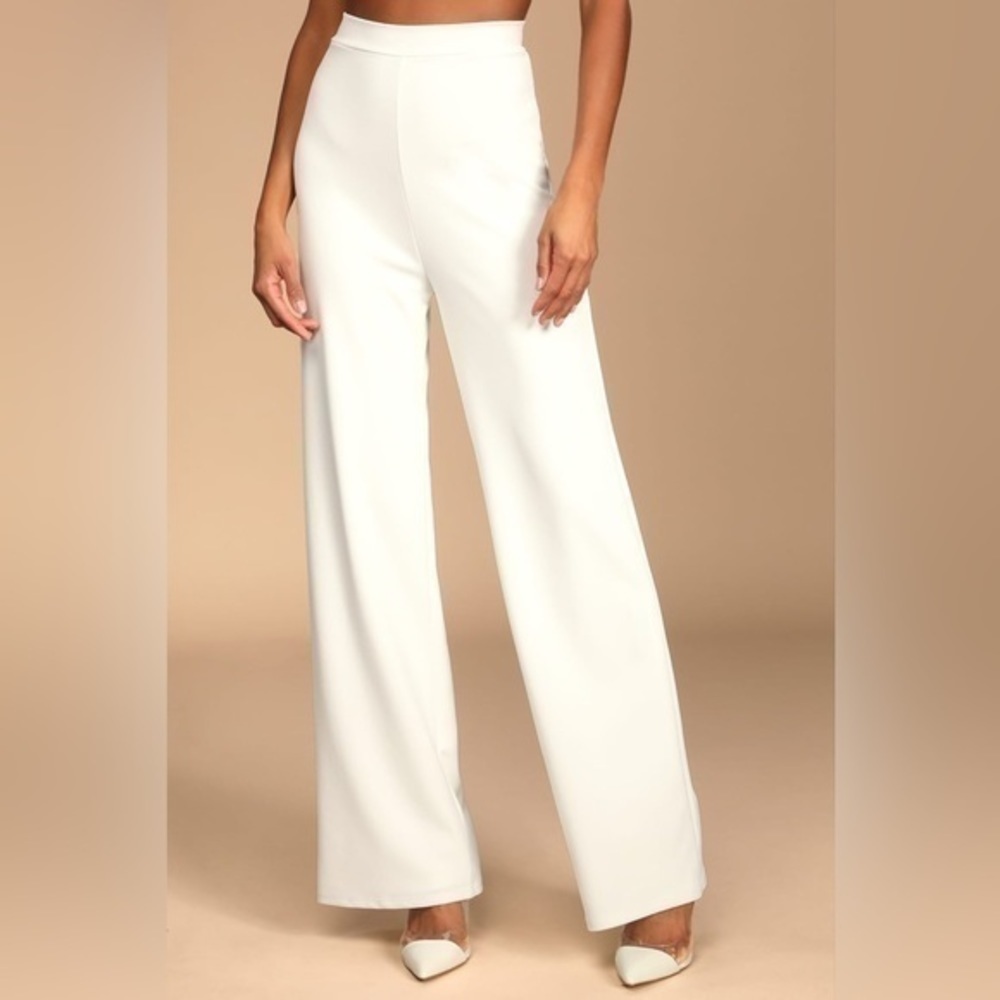 Lulus Only Tonight Ivory Wide-Leg pants - Picture 2 of 6